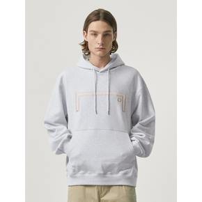 STITCHED BIG LOGO HOODIE-MELANGE GREY