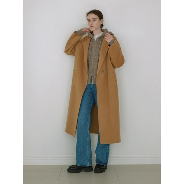Handmade belted long coat (CAMEL)