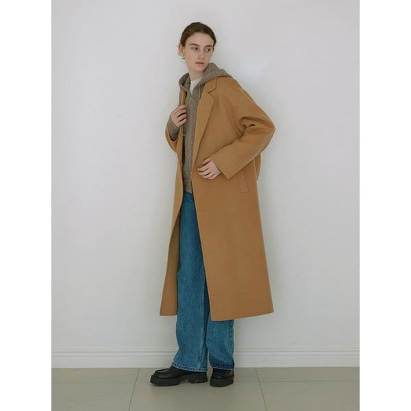 Handmade belted long coat (CAMEL)