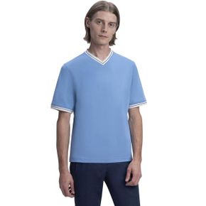 5050719 BUGATCHI Short Sleeve Pima Cotton V-Neck Shirt with Contrast Rib Detail