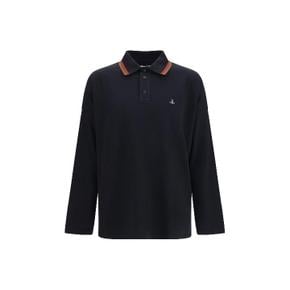 2H010010J00AU N401 BLACK Oversized long sleeve Polo