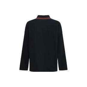 2H010010J00AU N401 BLACK Oversized long sleeve Polo