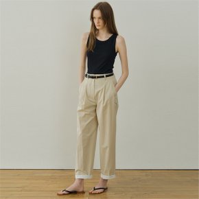 [블랭크03] roll-up tuck pants (light beige)