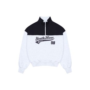 YK CONTRAST HALF ZIP UP-ASH MELANGE