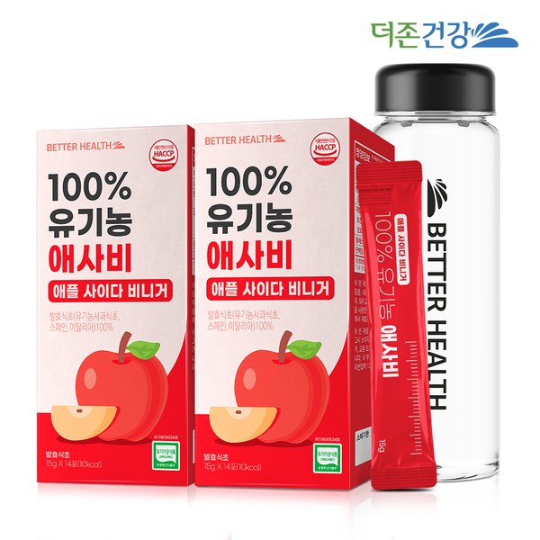 배럴헬스 100% 유기농 애사비 15g X 14포 2박스 + 전용보틀