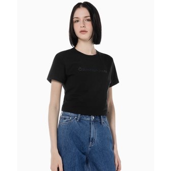 Calvin Klein Jeans 여성 슬림핏 인스티튜셔널 로고 반팔 티셔츠(J217960리뉴얼)