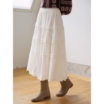 쥬아르 로맨틱 프릴 캉캉 밴딩 스커트