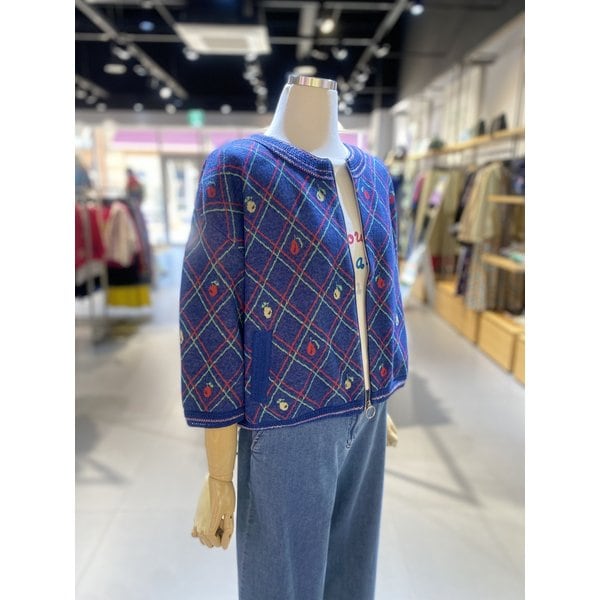 [여주점] 아가일 프룻 자카드 집업 니트 (BAKC59531)