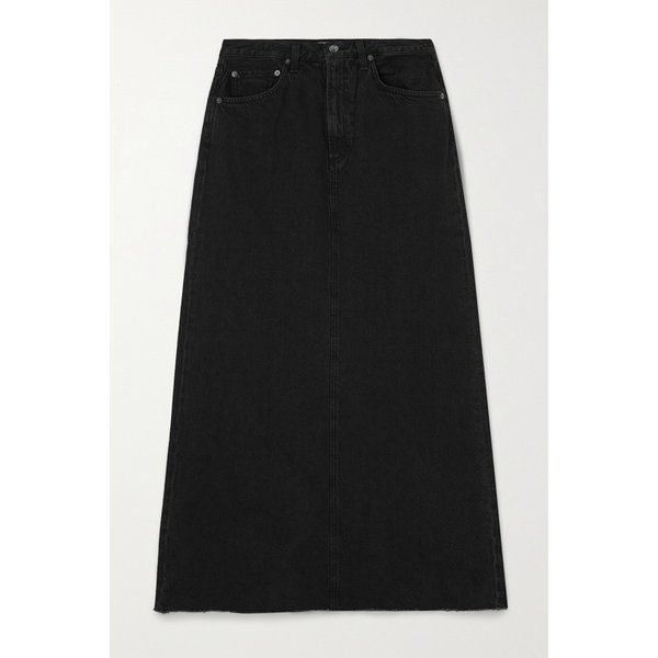 힐다 디스트레스 오가닉 데님 맥시 스커트 블랙 1647597324895167
