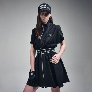 Mardi Mercredi Actif [마르디메크르디악티프]PUFF SLEEVE FLARE DRESS METAL BLOOMMARDI WAPPEN_BLACK IVORY