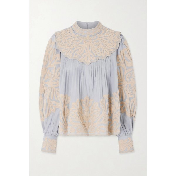 알렉산드라 플리츠 자수 코튼 보일 블라우스 46376663162969468