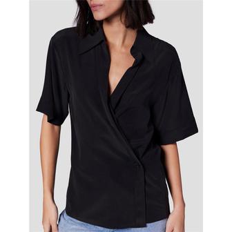 EQUIPMENT 이큅먼트 EVERLY SILK SHIRT - TRUE BLACK