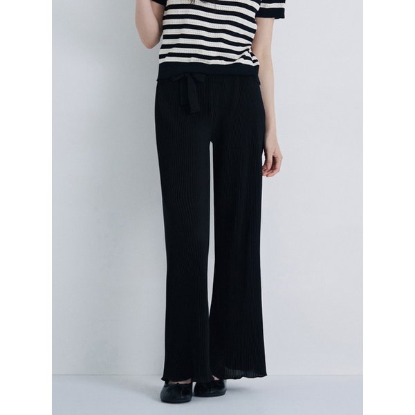 여성 벨티드 플리츠 팬츠 (BLACK) (HBRLPA1)