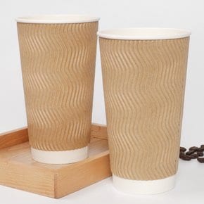 20온스 한결 종이컵 크라프트 600ml 단열 리플컵 웨이브컵 25개
