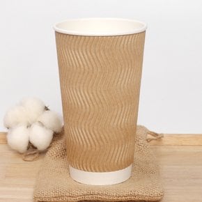20온스 한결 종이컵 크라프트 600ml 단열 리플컵 웨이브컵 25개