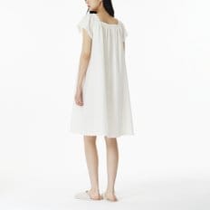 여 아일렛 반팔 파자마 원피스(IVORY / BLACK)