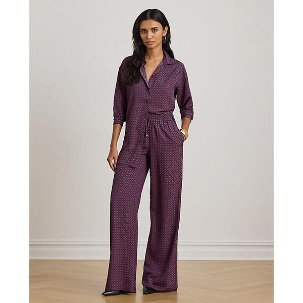 풀라드 프린트 크레이프 와이드 레그 팬츠(WMLRPNTSBV20333410)