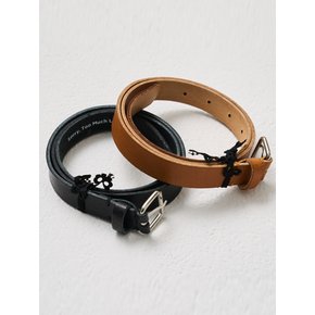 Square Buckle Season Leather Slim Belt_Black