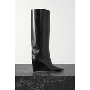 Blake 85 Logo-appliquéd Leather Wedge Knee Boots 블랙