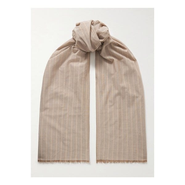 구엘 프린지 스트라이프 코튼 보일 스카프 베이지 1647597359753851