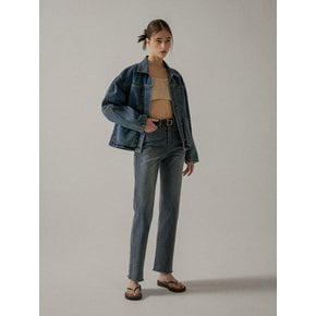 High Waist Straight Denim Pants (DUSTY INDIGO)