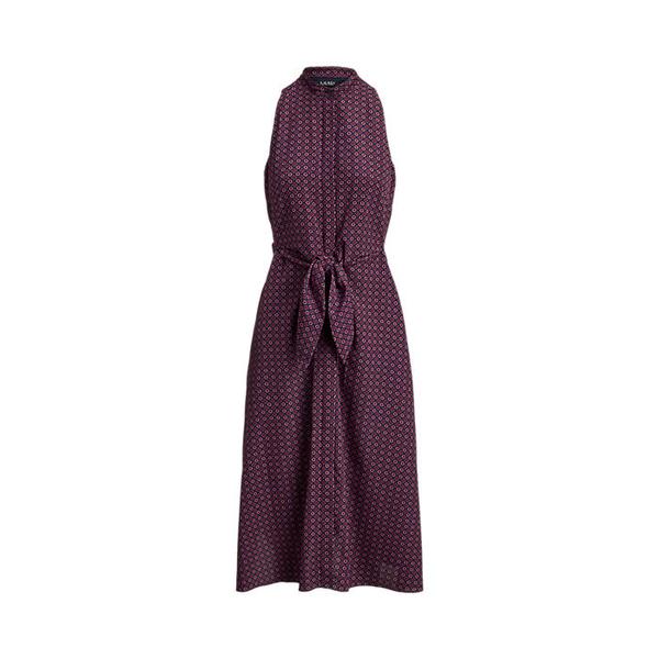 프린트 타이 프런트 크레이프 슬리브리스 드레스(WMLRDRSSCM20076410)