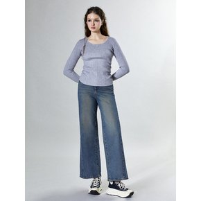 Waist Banded Wide Fit Denim Pants (INDIGO)