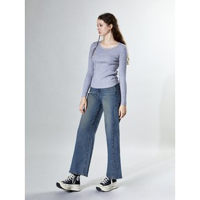 Waist Banded Wide Fit Denim Pants (INDIGO)