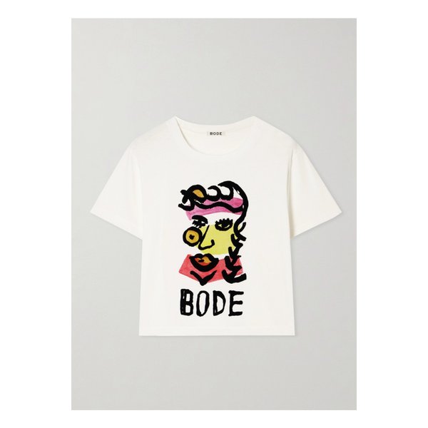 보디 비세이지 프린트 코튼 저지 티셔츠 크림 46376663162872677