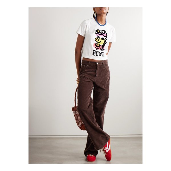 보디 비세이지 프린트 코튼 저지 티셔츠 크림 46376663162872677