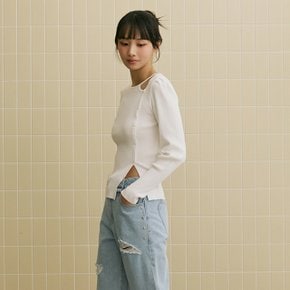 [BLUE LABEL] 언발 트임 버튼 포인트 니트 (ER2OKL04)