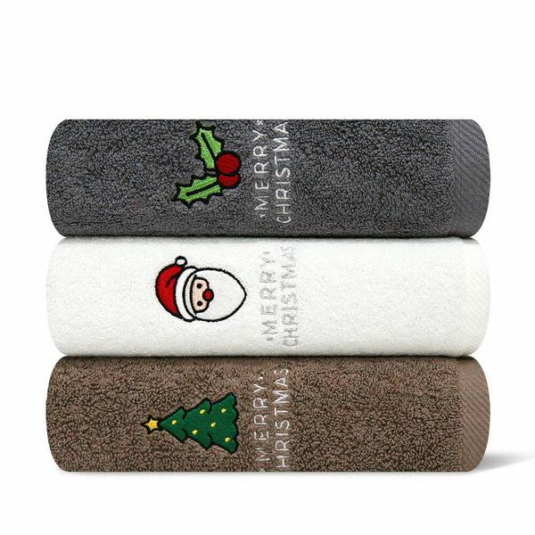 크리스마스 산타자수 150g 세면타올 1매