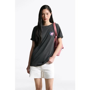 타미진스 여성 네온 프린트 티셔츠 T32F6TTO12TWT1 TOMMY JEANS