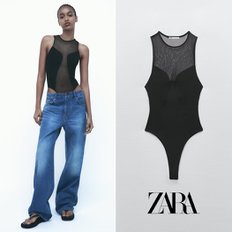 ZARA 자라 튤 블랙 콤비 바디수트