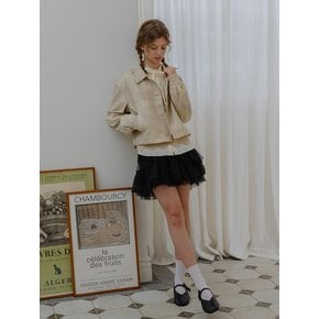 DD_Cream leather button jacket