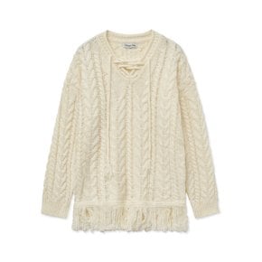 v tassel knit ops [ivory]