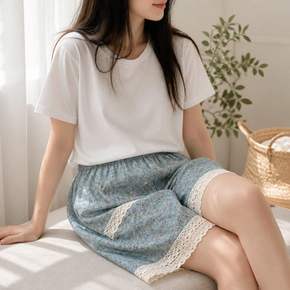 플라워 5부 속바지 6컬러 시원한 인견 잠옷 홈웨어 반바지