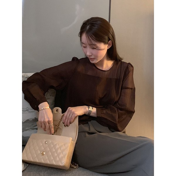 무드 레이어드 블라우스_BROWN