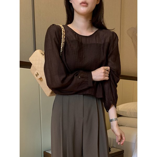 무드 레이어드 블라우스_BROWN