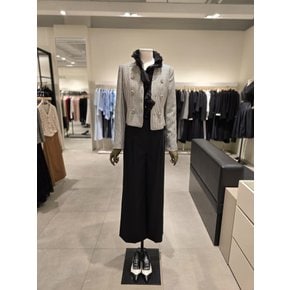 [파주점] 세트 체크 크롭 재킷 + 러플 블라우스 + 와이드 팬츠 JP9A0JK141,JR9A0BL643,JP9A0SL149