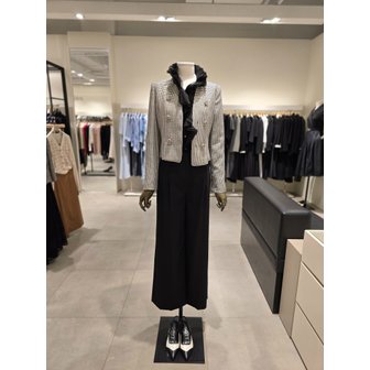 지고트 [파주점] 세트 체크 크롭 재킷 + 러플 블라우스 + 와이드 팬츠 JP9A0JK141,JR9A0BL643,JP9A0SL149