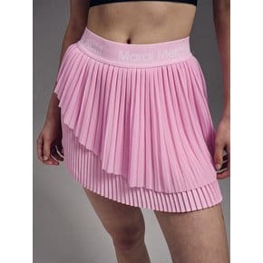 MESH COMBO TIERED MINI SKIRT_PINK