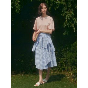 CHECK TIE DETAIL LAYERED SKIRT [White&Blue]