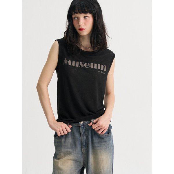 Museum Linen Sleeveless T-shirt_Black