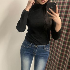 국내산 2사이즈 여성 따뜻한 목 폴라 4컬러 봄 긴팔티 기모 봄티셔츠