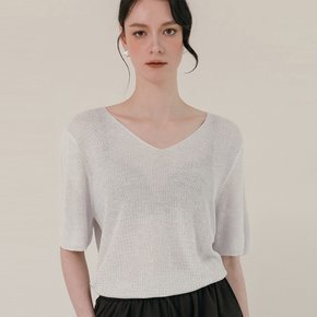 미니 스팽글 딥 브이넥 반팔 니트