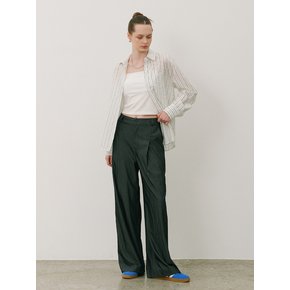 Summer Pintuck Wide Slacks Charcoal