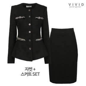 VIVID SET 여성 트위드 정장자켓+스커트 세트