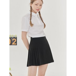 ADJUSTABLE BELTED PLEATED SKIRT W/INNER PANTS_Black