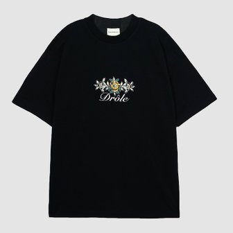 드롤드무슈(drole de monsieur) 드롤드무슈 플로럴 로고 반팔 티셔츠 TS148 CO001 BL black